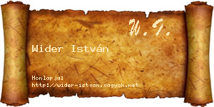 Wider István névjegykártya